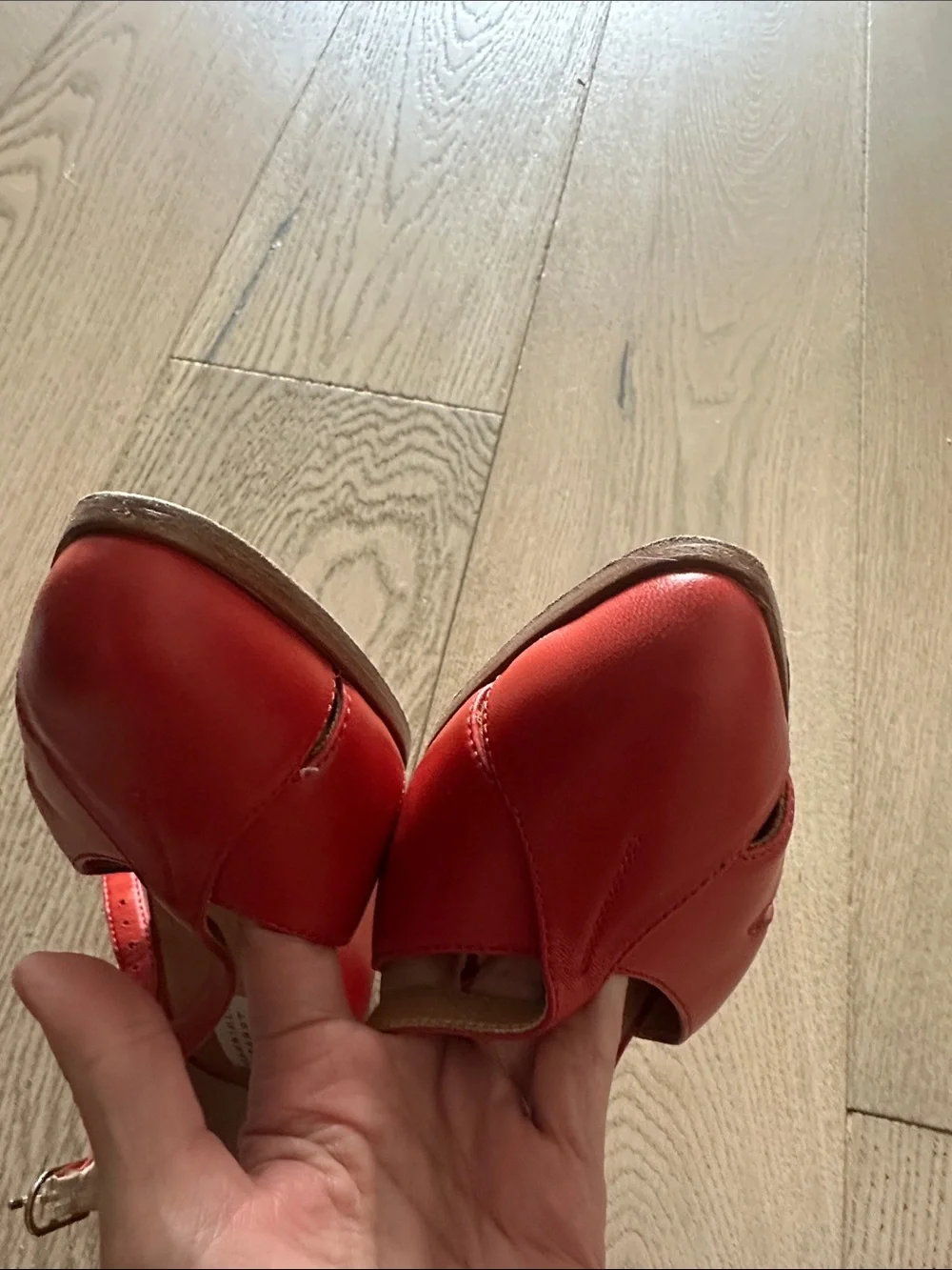 Gabriela Hearst Red Leather D'Orsay Heels with Ankle Strap 40.5